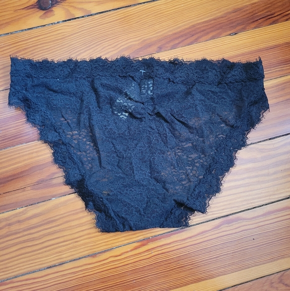NWT Aerie Eyelash Floral Lace Black Bikini Panty Panties LG - Picture 5 of 7